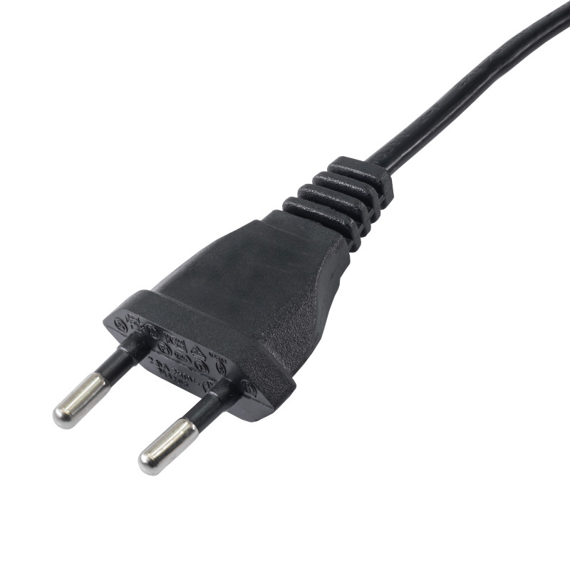 Akyga AK-OT-05A Open-End Power Cable CEE 7/16 (Europlug), Copper 2 x 0.75 mm², 1.5 m, Black