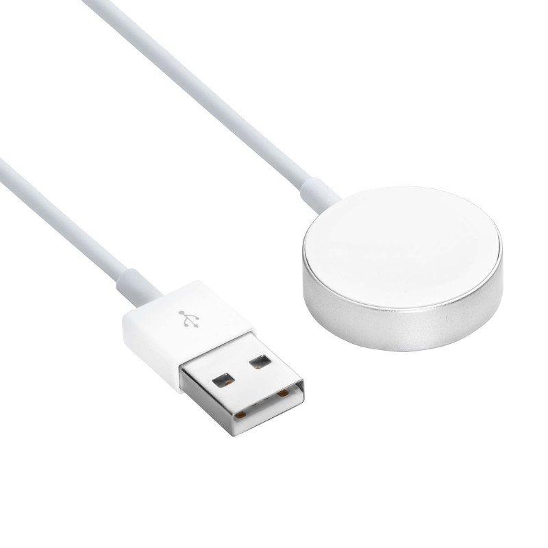 Akyga AK-SW-44 Charging Cable for Apple Watch Ultra 2 / Series 9/8/7/6/5/4/3/2/1, Aluminium Alloy, USB, 1 m, White