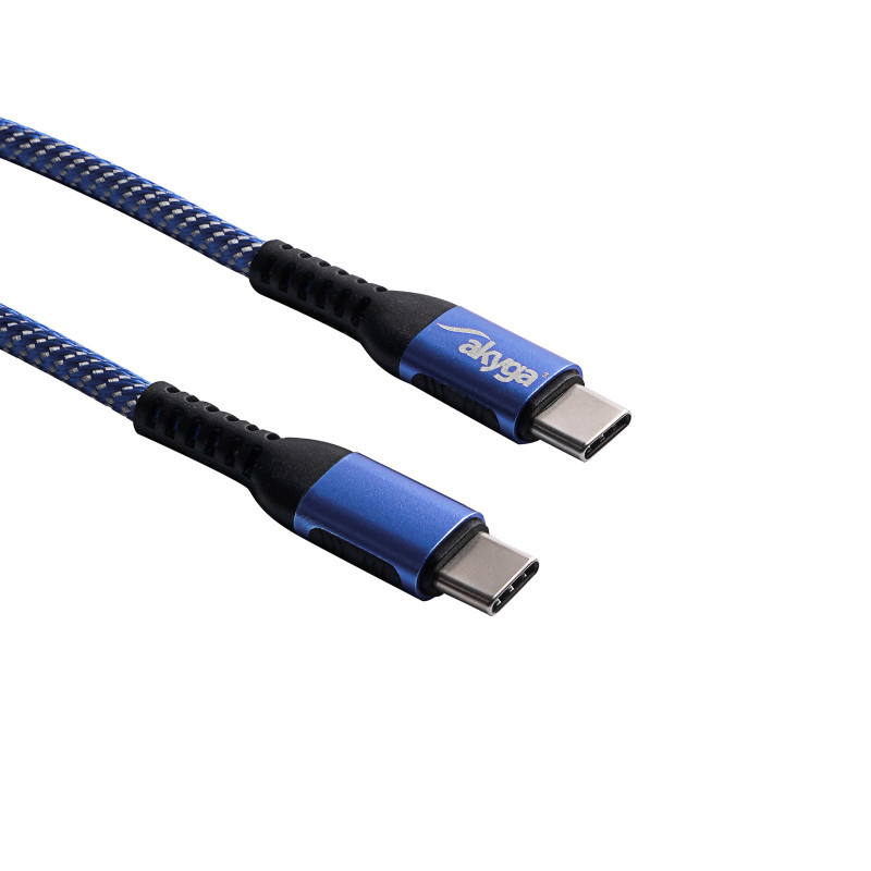 Akyga AK-USB-36 USB-C to USB-C Braided Cable, USB 2.0, 100 W, 0.5 m, Blue