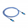 Akyga AK-USB-37 USB-C to USB-C Braided Cable, USB 2.0, 100 W, 1 m, Blue