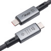 Akyga AK-USB-45 USB-C to USB-C Braided Cable, USB4, 40 Gbps, 240 W, 1 m, Grey