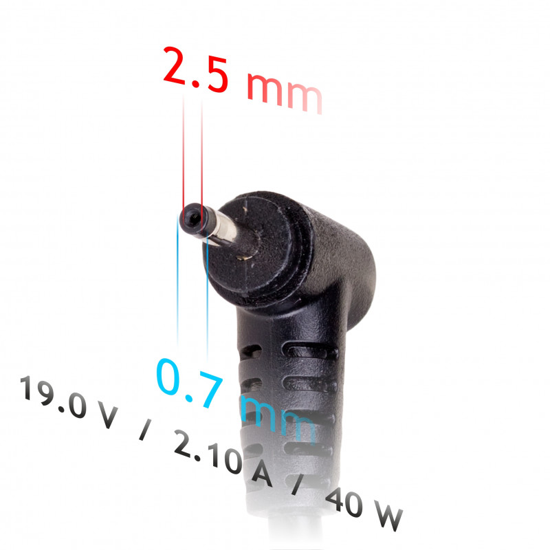 Akyga AK-ND-23 Laptop Power Adapter 19 V / 2.1 A, 40 W, 2.5 x 0.7 mm, 1.2 m, for ASUS