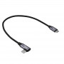 Akyga AK-USB-53 USB-C to USB-C Braided Cable with Angled Plug, USB 2.0, 60 W, 0.3 m, Black