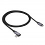Akyga AK-USB-54 USB-C to USB-C Braided Cable with Angled Plug, USB 2.0, 60 W, 1 m, Black