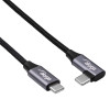 Akyga AK-USB-54 USB-C to USB-C Braided Cable with Angled Plug, USB 2.0, 60 W, 1 m, Black
