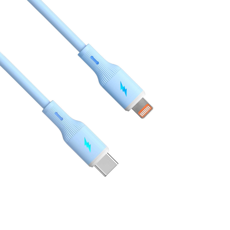 Akyga AK-USB-72 USB-C to Lightning Silicone Cable, USB 2.0, 30 W, 1 m, Blue