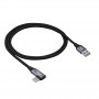 Akyga AK-USB-74 USB-A to Angled USB-C Braided Cable, USB 2.0, 60 W, 1 m, Black