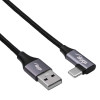 Akyga AK-USB-74 USB-A to Angled USB-C Braided Cable, USB 2.0, 60 W, 1 m, Black