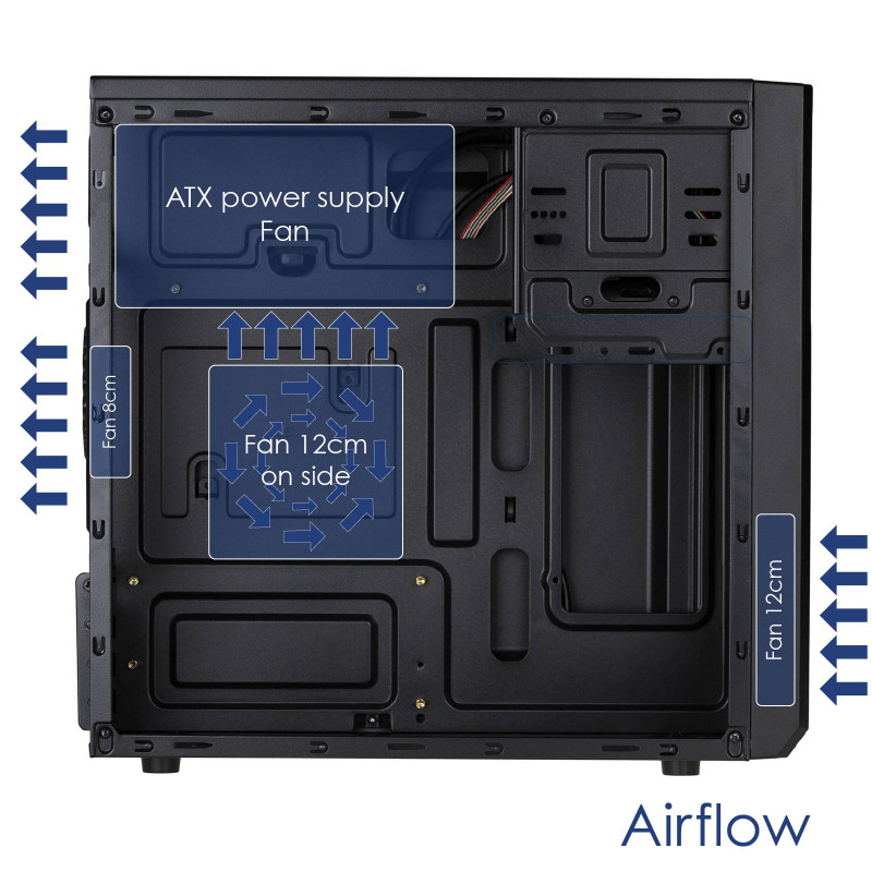 Akyga AK17BK Micro ATX Tower Case, 2x USB 3.0, without PSU, Black