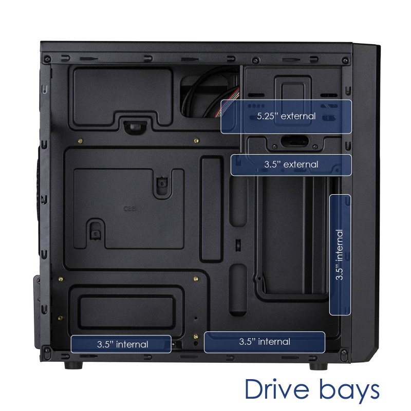 Akyga AK17BK Micro ATX Tower Case, 2x USB 3.0, without PSU, Black