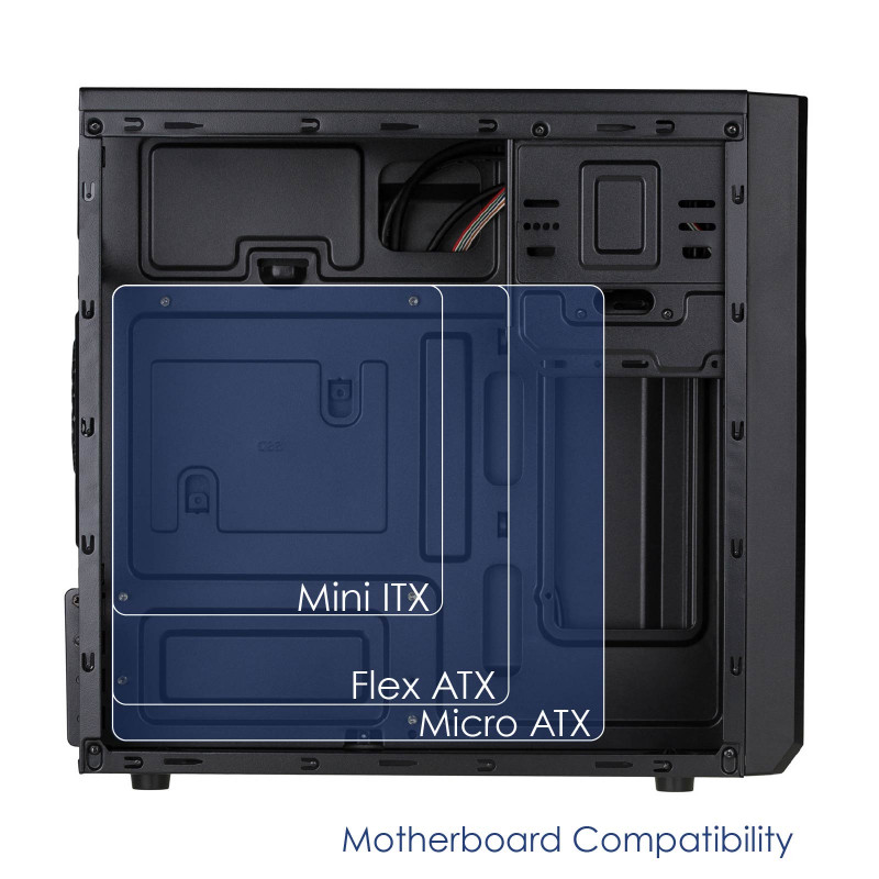 Akyga AK17BK Micro ATX Tower Case, 2x USB 3.0, without PSU, Black
