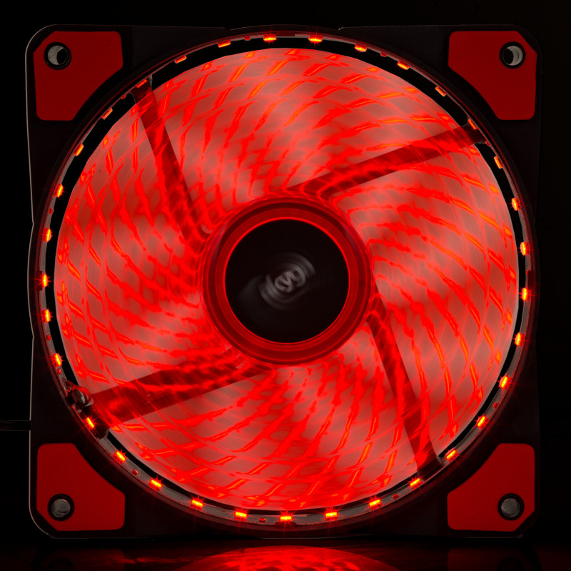 Akyga AW-12E-BR 120 mm Case Fan, 33 Red LEDs, Molex, Black