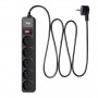 Akyga AK-SP-05B Surge Protector Power Strip, 5x French Sockets CEE 7/5 (Type E), Switch, 3 m, Black