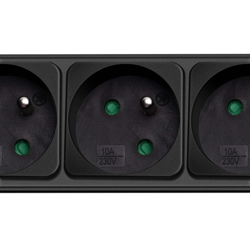 Akyga AK-SP-05B Surge Protector Power Strip, 5x French Sockets CEE 7/5 (Type E), Switch, 3 m, Black