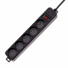 Akyga AK-SP-05B Surge Protector Power Strip, 5x French Sockets CEE 7/5 (Type E), Switch, 3 m, Black