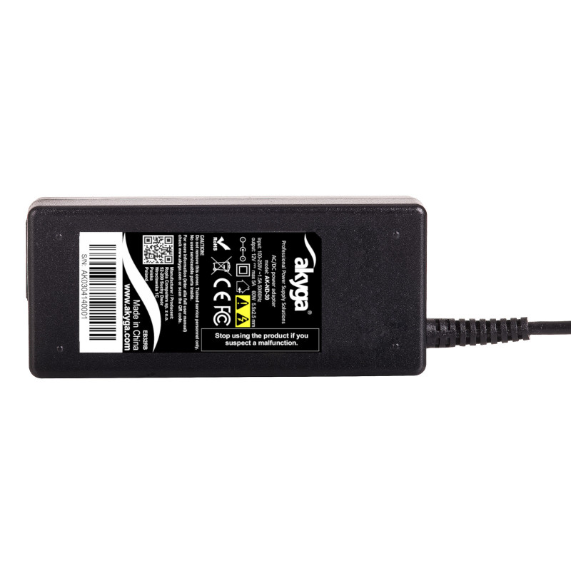 Akyga AK-ND-30 AC/DC Power Adapter 12 V, 5 A, 60 W, 5.5 x 2.5 mm, for Mini PC / LED, 1.2 m