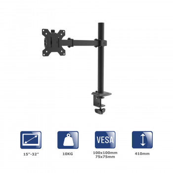 Akyga AK-MB-01 Single Monitor Desk Arm, 15-32", up to 10 kg, VESA 75/100, Black