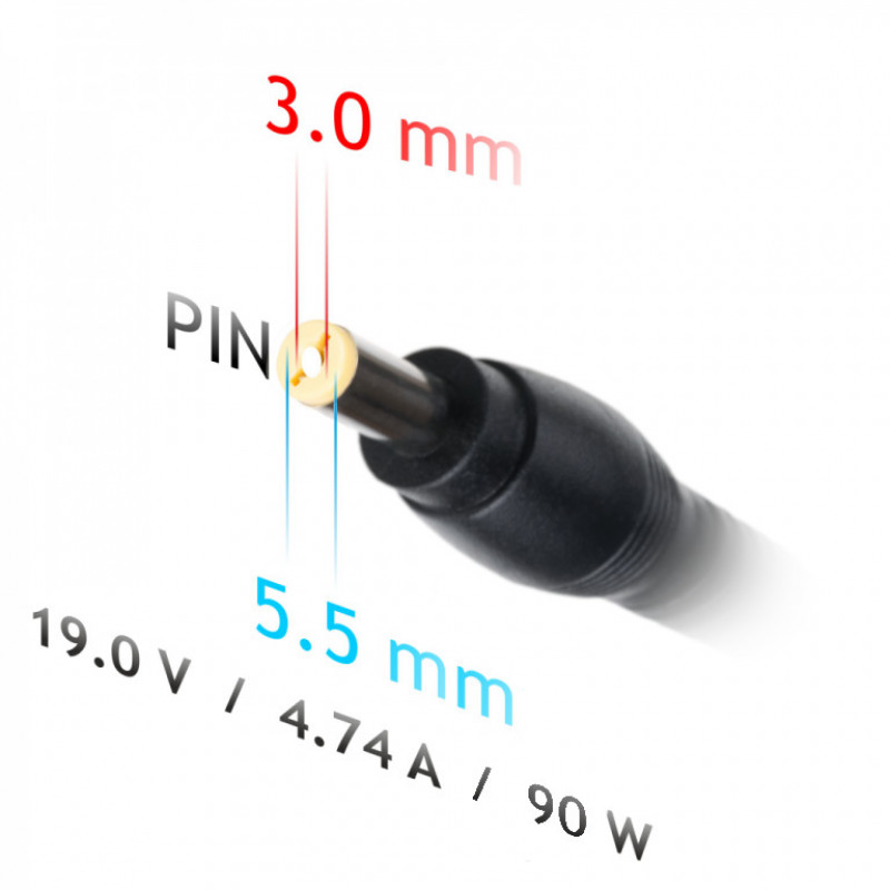 Akyga AK-ND-37 Car Laptop Power Adapter 19 V / 4.74 A, 90 W, 5.5 x 3.0 mm + Pin, for Samsung