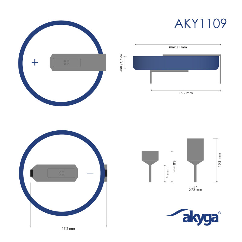 Akyga AKY1109 CR2032 HP2B Lithium Battery 3 V 210 mAh with 2 Pins, 15.2 mm Pitch (THT)