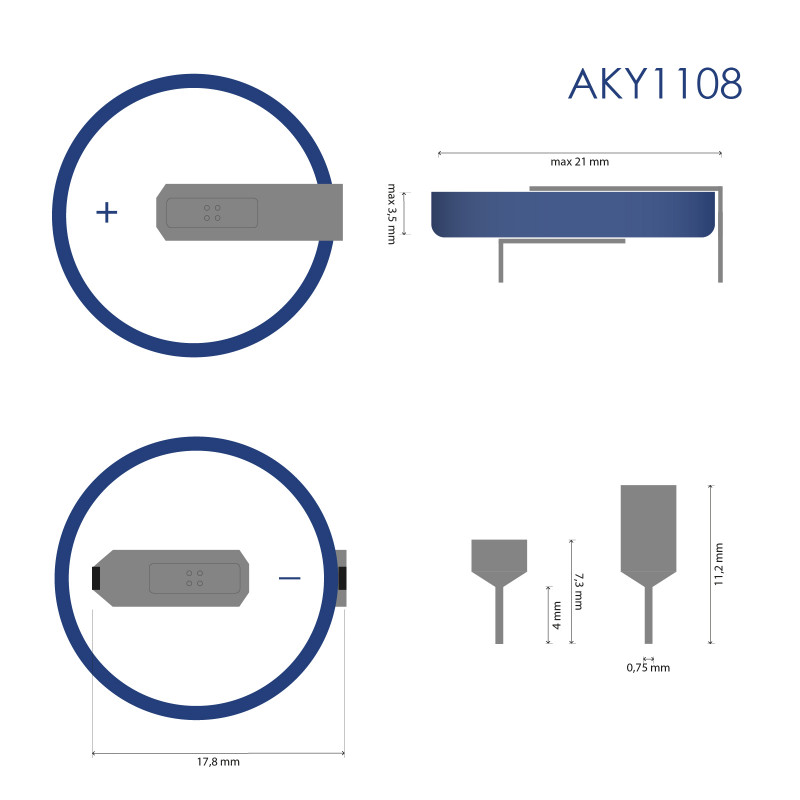 Akyga AKY1108 CR2032 HP2C Lithium Battery 3 V 210 mAh with 2 Pins, 17.8 mm Pitch (THT)