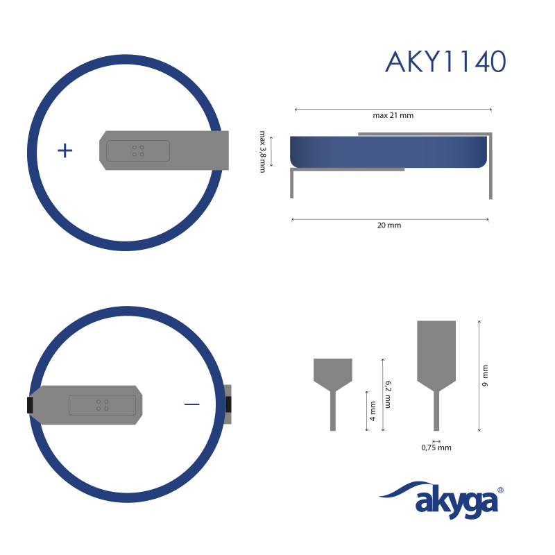 Akyga AKY1140 CR2032 HP2D Lithium Battery 3 V 210 mAh with 2 Pins, 20 mm Pitch