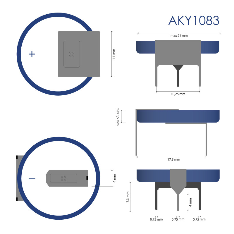 Akyga AKY1106 CR2032 HP3B Lithium Battery 3 V 210 mAh with 3 Pins, 15.2 mm Pitch (THT)