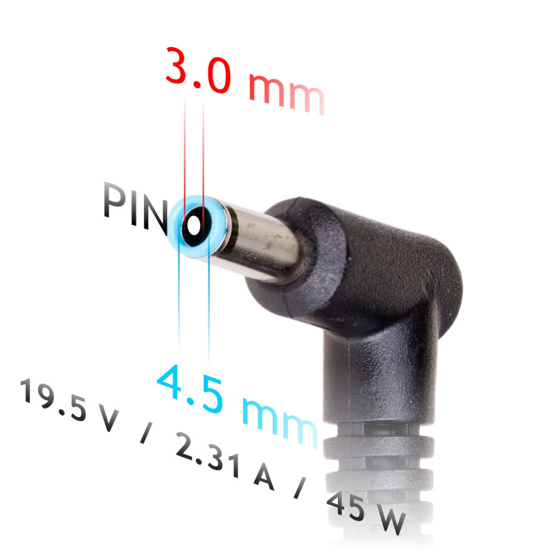 Akyga AK-ND-69 Laptop Power Adapter 19.5 V / 2.31 A, 45 W, 4.5 x 3.0 mm + Pin, 1.2 m, for HP