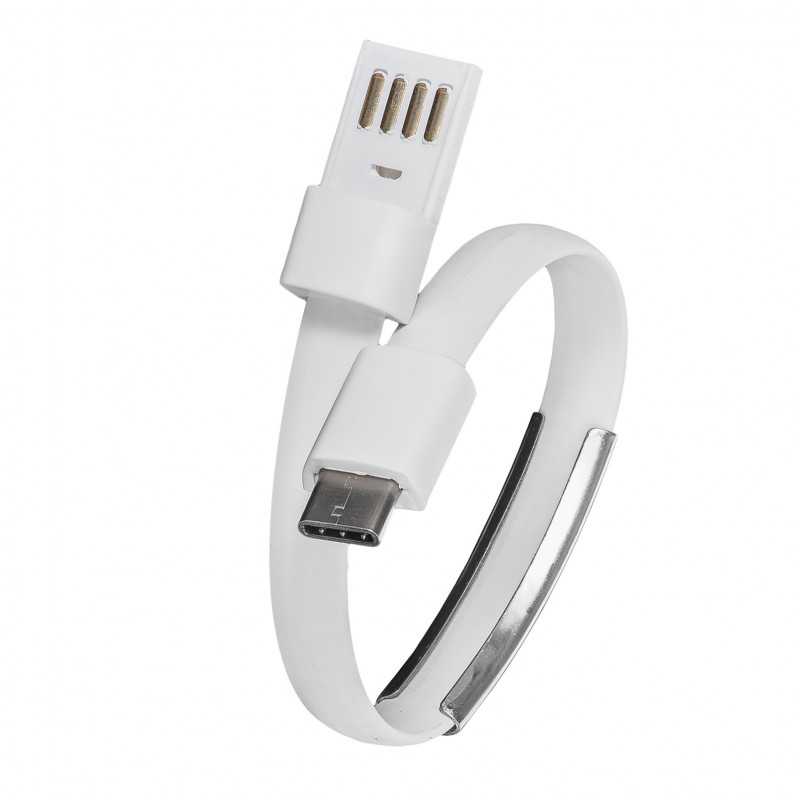 Akyga AK-AD-47 Bracelet USB Cable, USB-C (m) / USB-A, USB 2.0, 23 cm, White