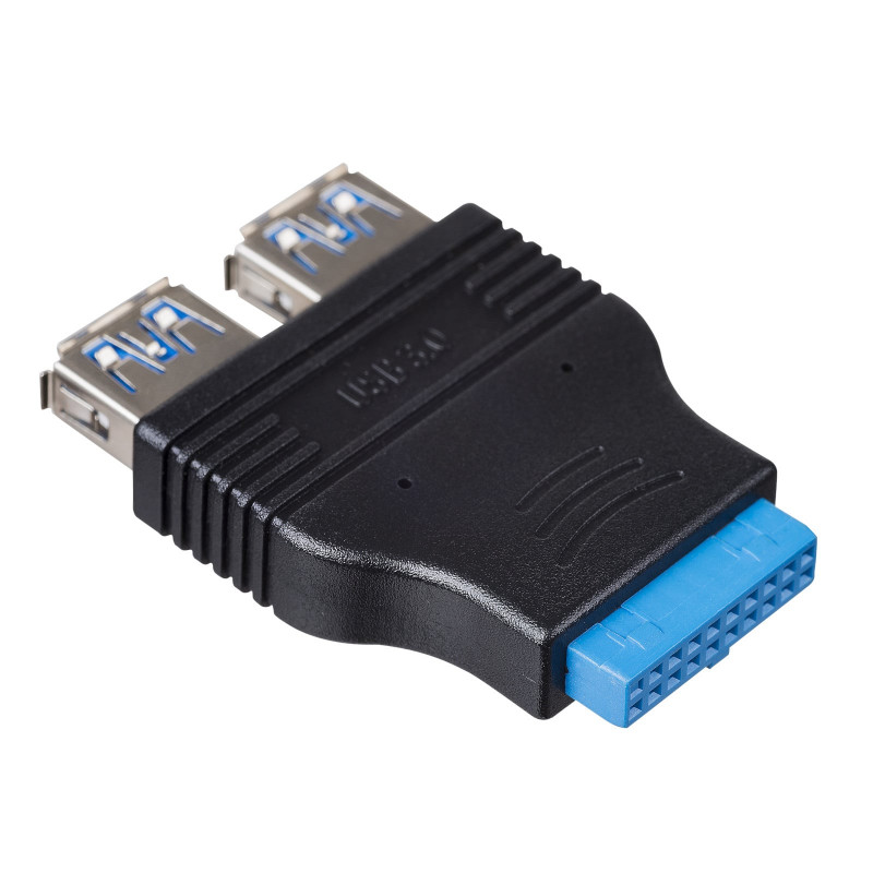 Akyga AK-CA-58 Internal USB 3.0 19-pin Header (F) to 2x USB-A 3.0 (F) Adapter