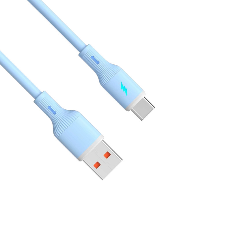 Akyga AK-USB-63 USB Cable USB-A (m) / USB-C (m), USB 2.0, 18W, 1 m, Blue, Silicone