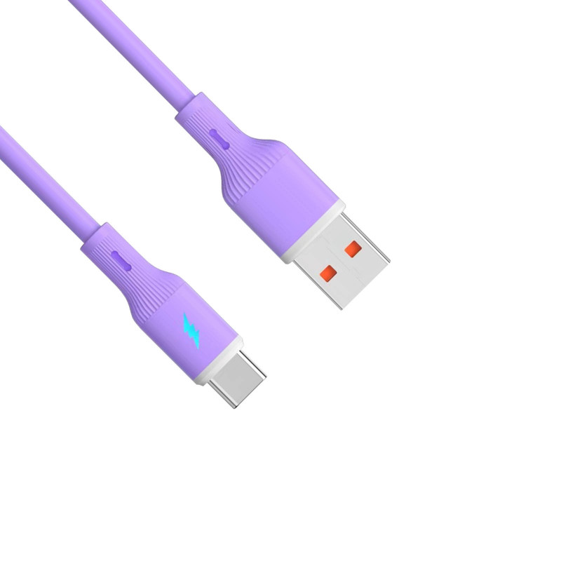 Akyga AK-USB-65 USB Cable USB-A (m) / USB-C (m), USB 2.0, 18W, 1 m, Purple, Silicone