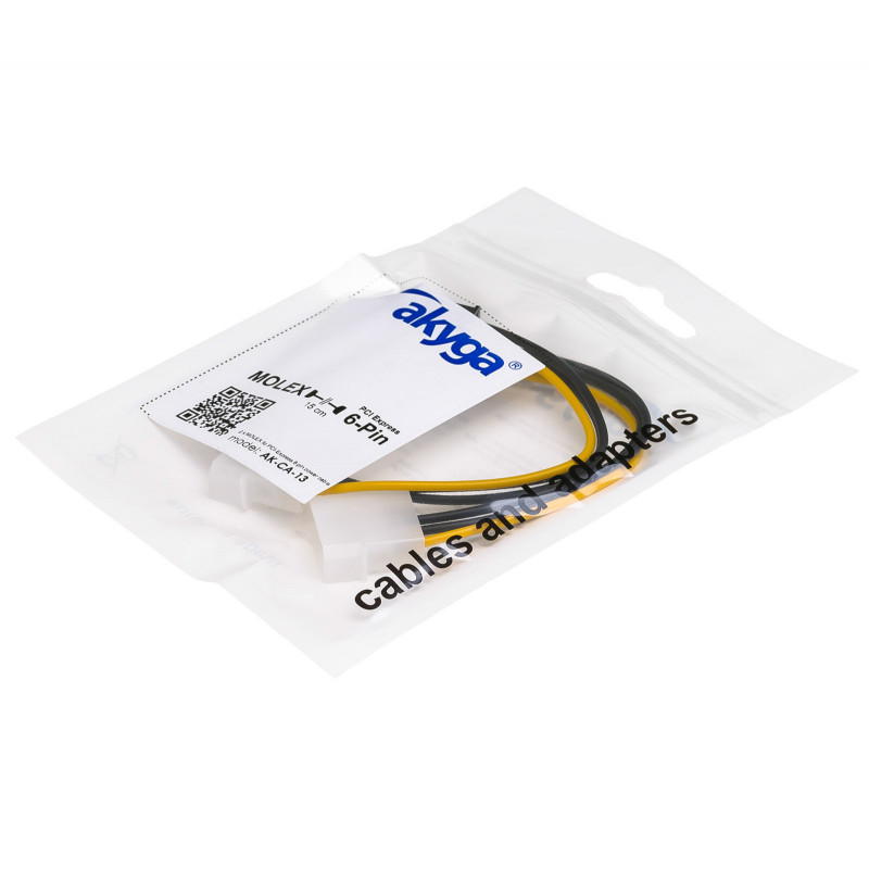 Akyga AK-CA-13 2x Molex (M) to PCIe 6-pin (F) Power Adapter Cable, 15 cm