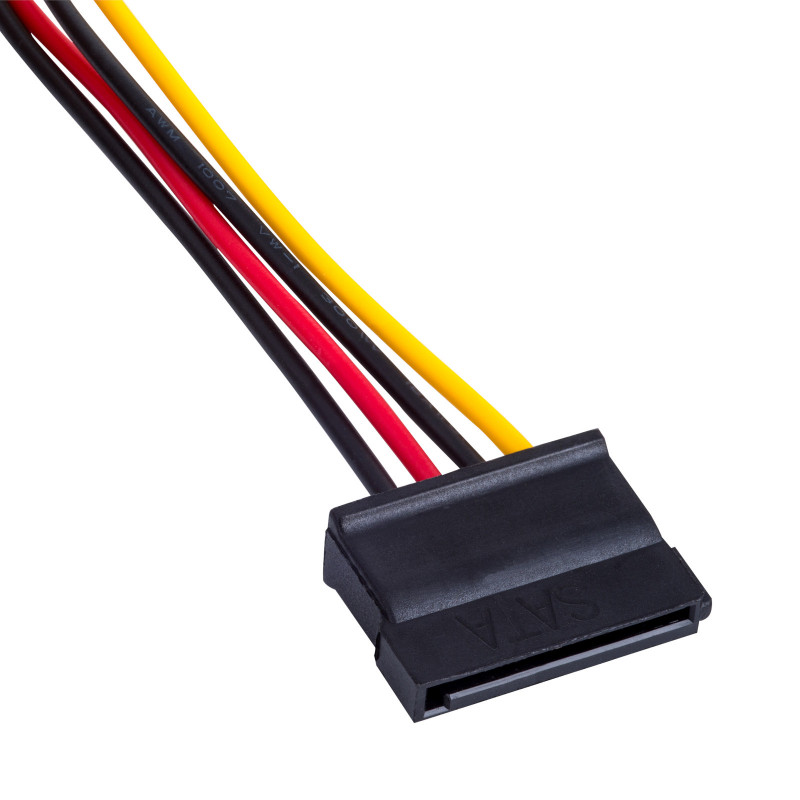 Akyga AK-CA-16 Molex (M) to 2x SATA Power (F) Splitter Cable, 15 cm