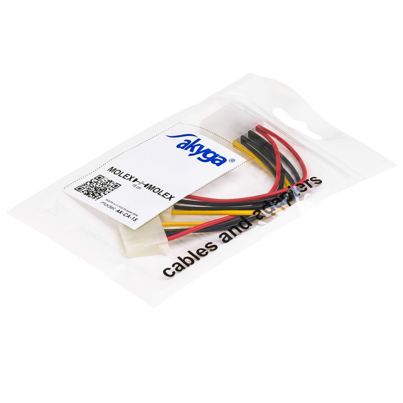 Akyga AK-CA-15 Molex (M) to 2x Molex (F) Power Splitter Cable, 15 cm