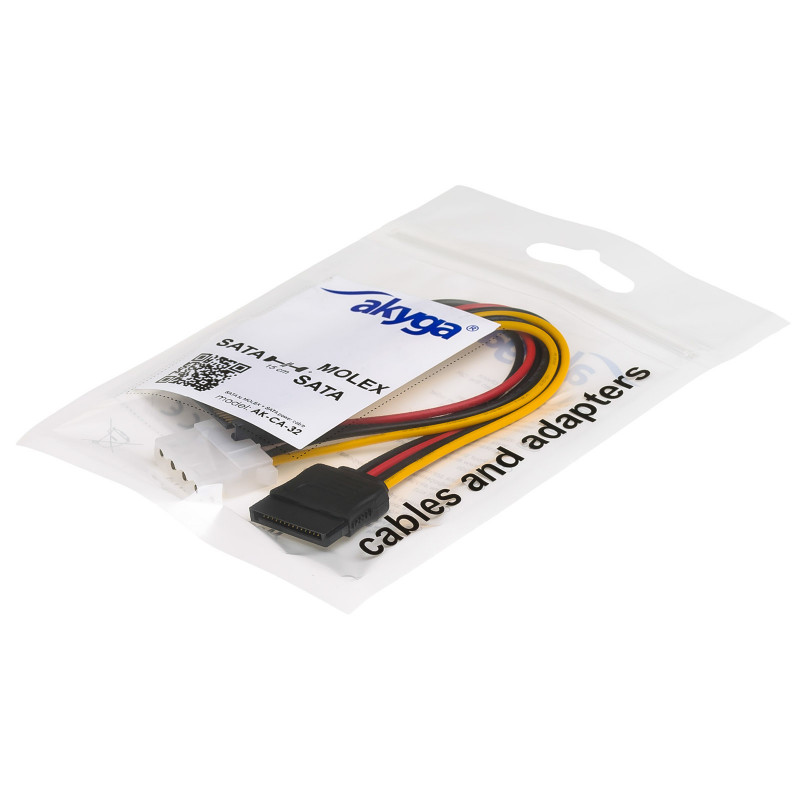 Akyga AK-CA-32 Power Splitter Cable SATA (M) to SATA (F) + Molex (F), 2x 15 cm
