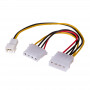 Akyga AK-CA-35 Fan Power Splitter Cable Molex (F) to Molex (M) + 3-Pin 12 V (M), 2x 15 cm