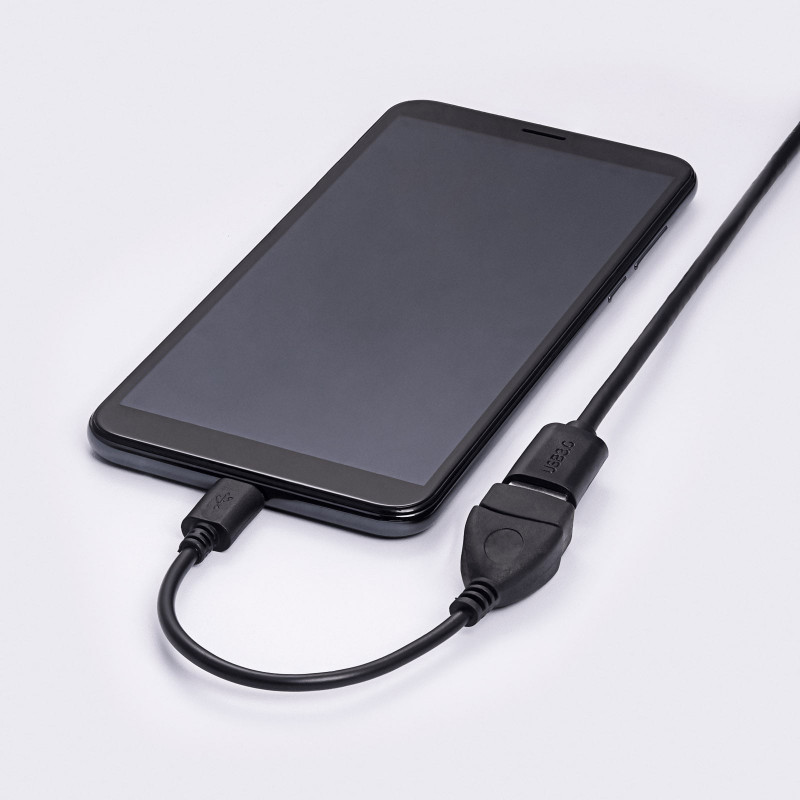 Akyga AK-AD-09 Micro USB-B (M) to USB-A (F) OTG Adapter Cable, 15 cm, Black