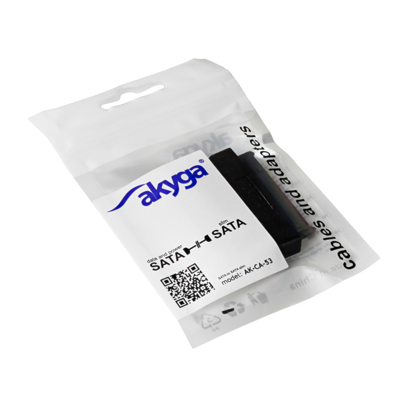 Akyga AK-CA-53 Slim SATA (M) to SATA 22-Pin (F) Adapter, Black