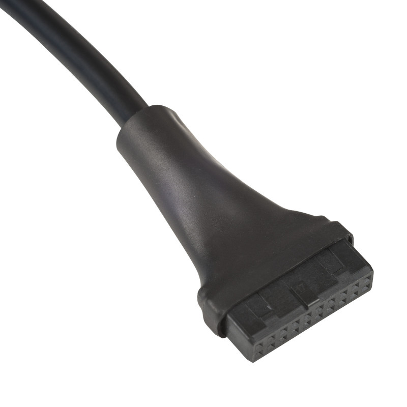 Akyga AK-CA-75 Internal USB 2.0 9-pin (M) to USB 3.0 19-pin (F) Header Adapter Cable, 20 cm, Black
