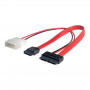 Akyga AK-CA-45 Slimline SATA Adapter Cable, Slim SATA (F) to SATA Data (F) + Molex (M), 2x 20 cm