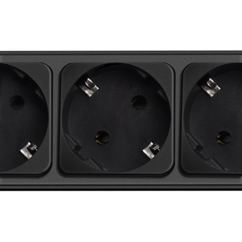Akyga AK-SP-06A Surge Protector Power Strip, 5x Schuko Sockets CEE 7/3 (Type F), Switch, 1.8 m, Black