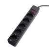 Akyga AK-SP-06B Surge Protector Power Strip, 5x Schuko Sockets CEE 7/3 (Type F), Switch, 3 m, Black