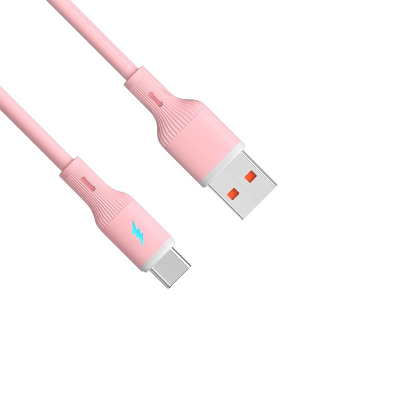 Akyga AK-USB-61 USB Cable USB-A (m) / USB-C (m), USB 2.0, 18W, 1 m, Pink, Silicone