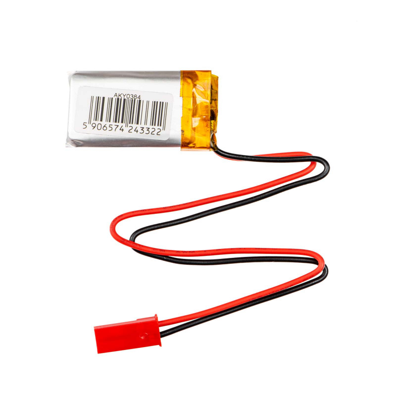 Akyga AKY0384 LP601730 Li-Po Battery 3.7 V 250 mAh with PCM, JST 2.54 mm 2-Pin Connector, 150 mm Leads