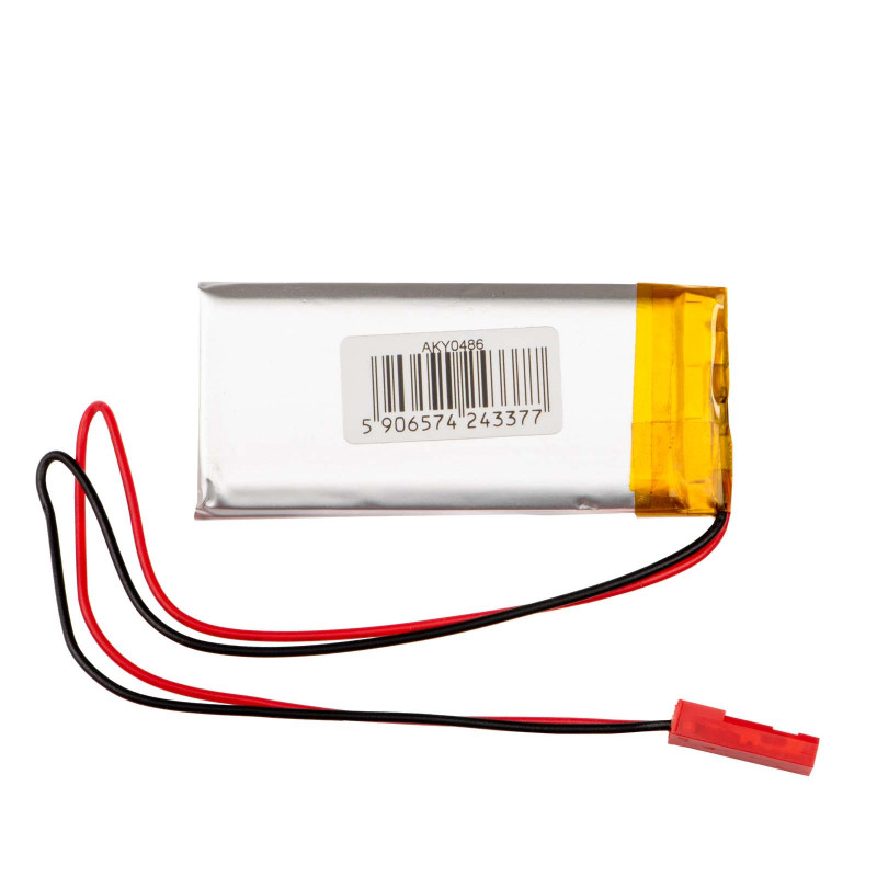 Akyga AKY0486 LP502248 Li-Po Battery 3.7 V 450 mAh with PCM, JST 2.54 mm 2-Pin Connector, 150 mm Leads