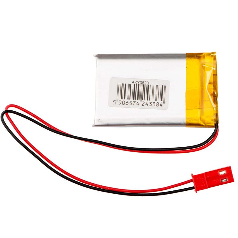Akyga AKY0823 LP542439 Li-Po Battery 3.7 V 500 mAh with PCM, JST 2.54 mm 2-Pin Connector, 150 mm Leads