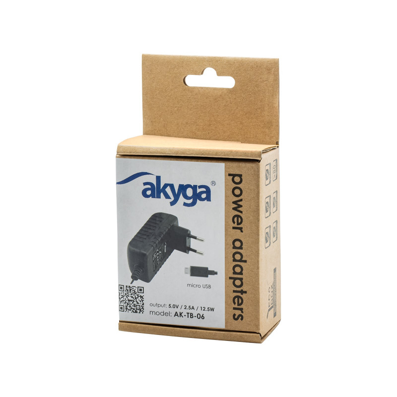 Universal power adapter Akyga AK-TB-06 5.0V / 2.5A 12.5W micro USB B 1.1m