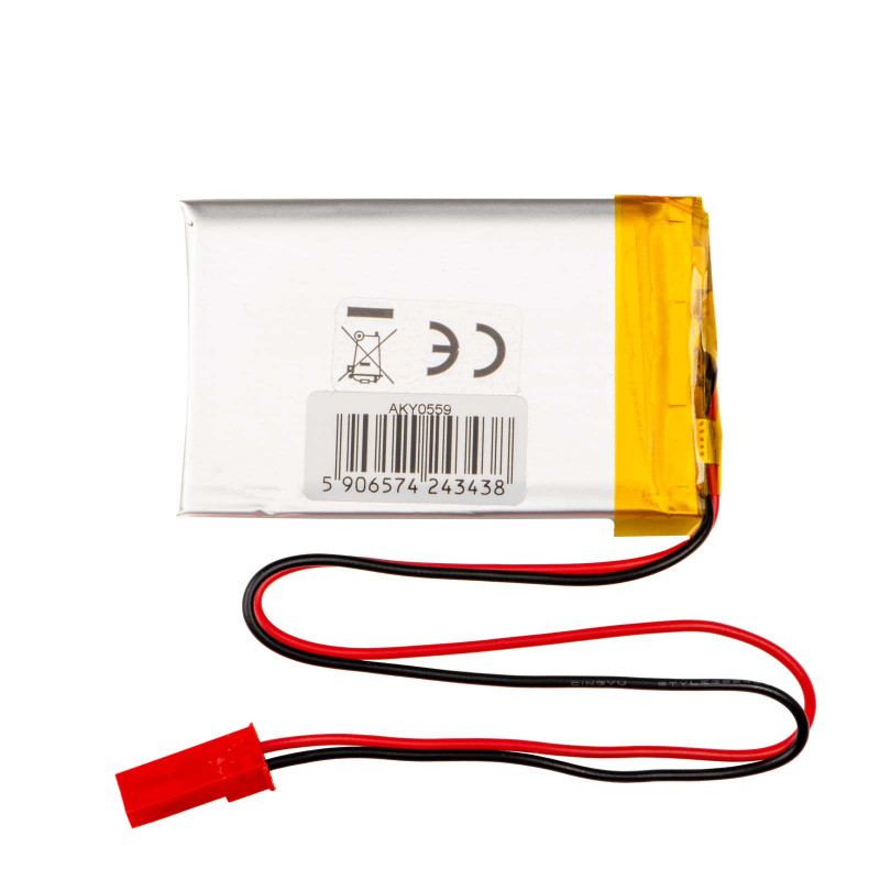 Akyga AKY0559 LP503448 Li-Po Battery 3.7 V 800 mAh with PCM, JST 2.54 mm 2-Pin Connector, 150 mm Leads