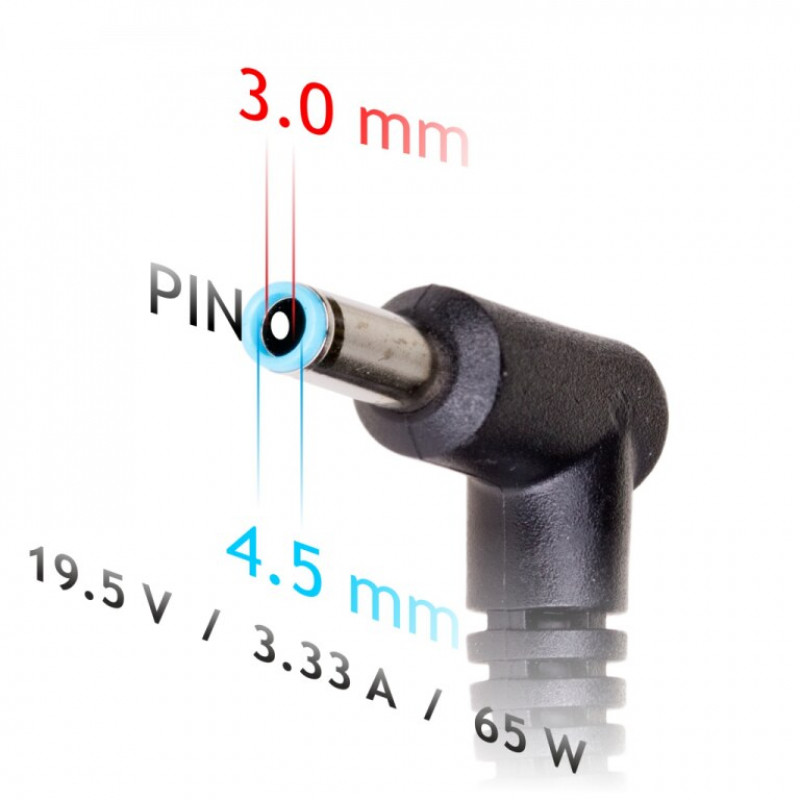 Akyga AK-ND-40 Car Laptop Power Adapter 19.5 V / 3.33 A, 65 W, 4.5 x 3.0 mm + Pin, for HP