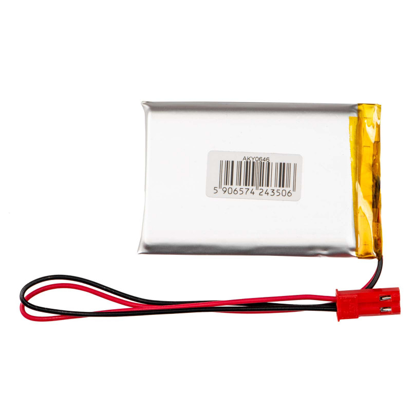 Akyga AKY0646 LP623255 Li-Po Battery 3.7 V 1100 mAh with PCM, JST 2.54 mm 2-pin Connector, 150 mm Leads